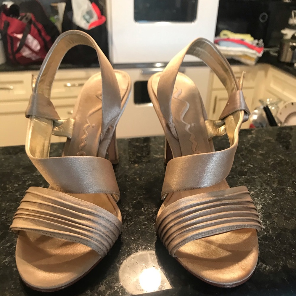 Nina beige/gold high heeled evening sandals
